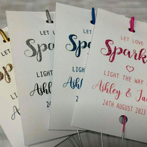 10x Personalisierte Sparkler Glow Stick Firework Tags Let Love Sparkle Wedding Favor Special Day Hen Birthday STc1 (Anhänger nur Keine Wunderkerzen)