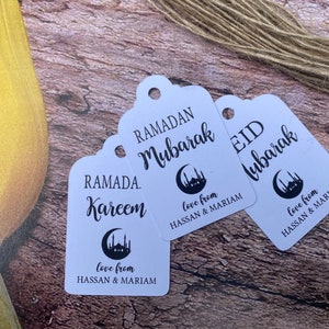 Personalised Eid Mubarak Ramadan Kareem Gift label Favour Tags Thank You EM1b