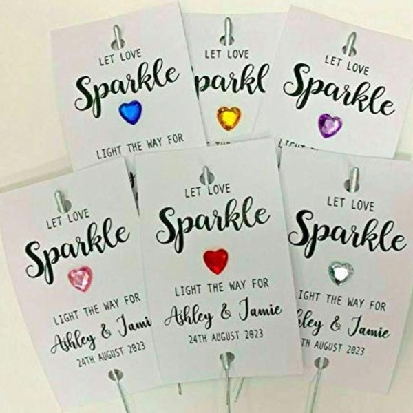 10X personalisierte Sparkler Glow Stick Feuerwerk Tags lassen Liebe funkeln Hochzeit Gunsten besonderen Tag Henne Geburtstag STa1 (Tags nur keine Sparklers)
