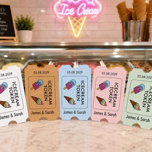 Personalised Ice Cream Token Cheers Tag Thank you Wedding Favour Icecream Tags Wedding Birthday Anniversary special day Hen Party RI51a