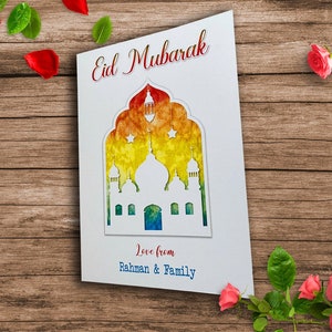 8x personalizado feliz eid mubarak ramadan mubarak kareem islâmico eid ul fitr eid ul adha cartões emg7b
