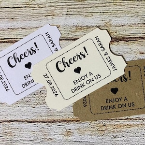 Ficha de bebida personalizada Etiqueta de saludos Alcohol Gracias Etiquetas de recuerdo de boda Boda Nos casamos Ginebra día especial Despedida de soltera RD91b