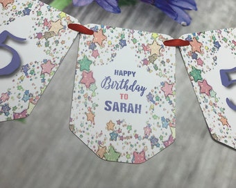 Personalised Happy Birthday Bunting Flag Boy Girl Party Decoration Banner Hanging Tea party Street Party Baby Shower Christening BB6311