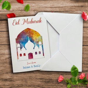8x personalizado feliz eid mubarak ramadan mubarak kareem islâmico eid ul fitr eid ul adha cartões emg7a