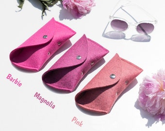 Personalized Gift for her Sunglasses Case Glasses Case Merino Wool Felt, Sunglasses Pouch, Eyeglass case, Sunglass case Pink