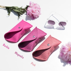 Personalized Gift for her Sunglasses Case Glasses Case Merino Wool Felt, Sunglasses Pouch, Eyeglass case, Sunglass case Pink