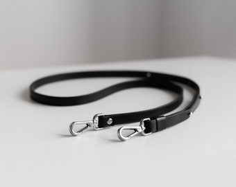 Black Leather Purse Strap, Leather Bag Strap