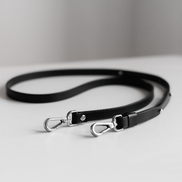 Black Leather Purse Strap, Leather Bag Strap