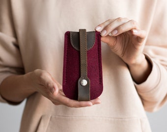 Bordeaux Felt Key Case, 100% Merino Wool Key Case, Wool Key Case