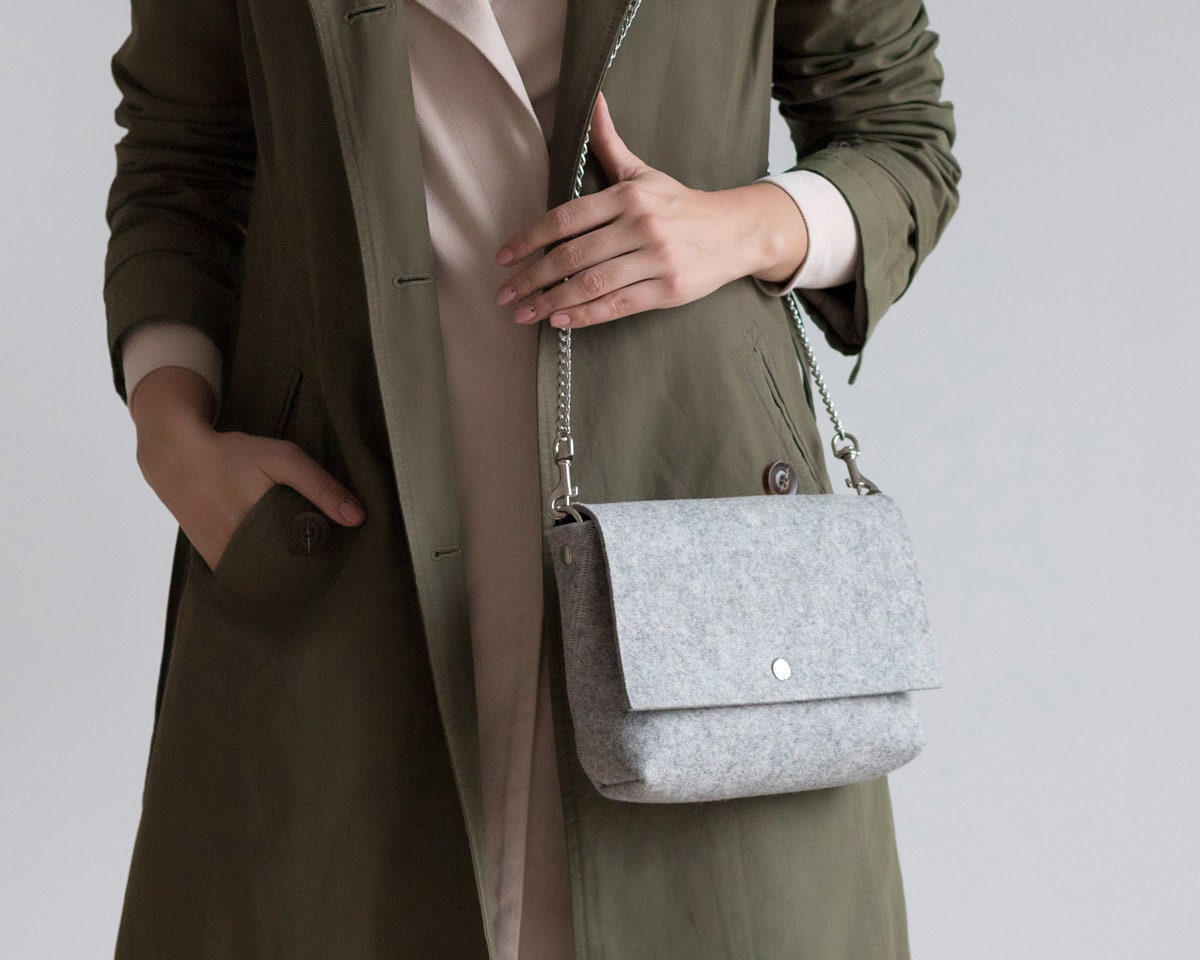 Small Merino Wool Felt Crossbody Bag With Leather Strap Felt - Etsy