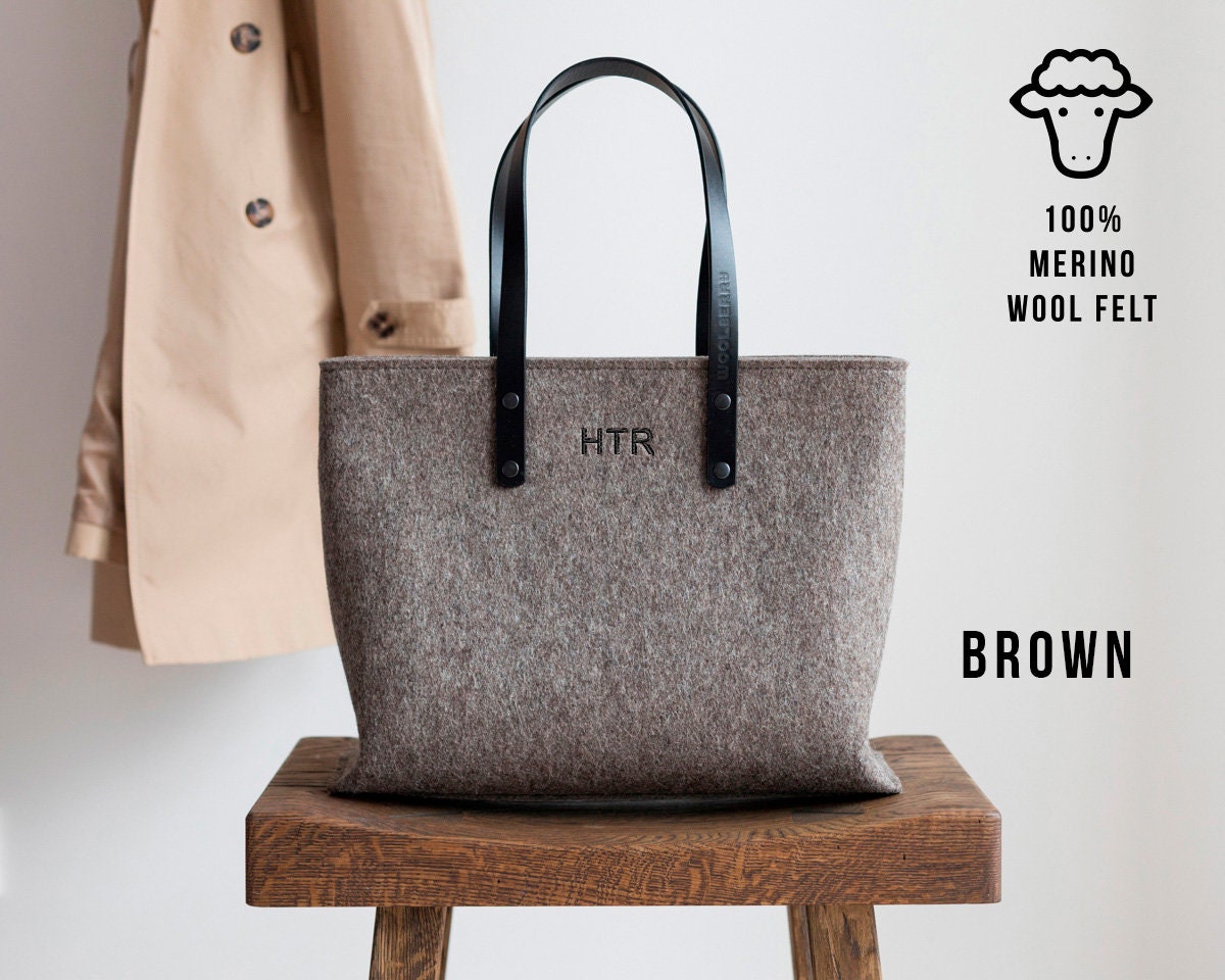 Wool Felt Tote Bag with Zip - Grey - RYAN London