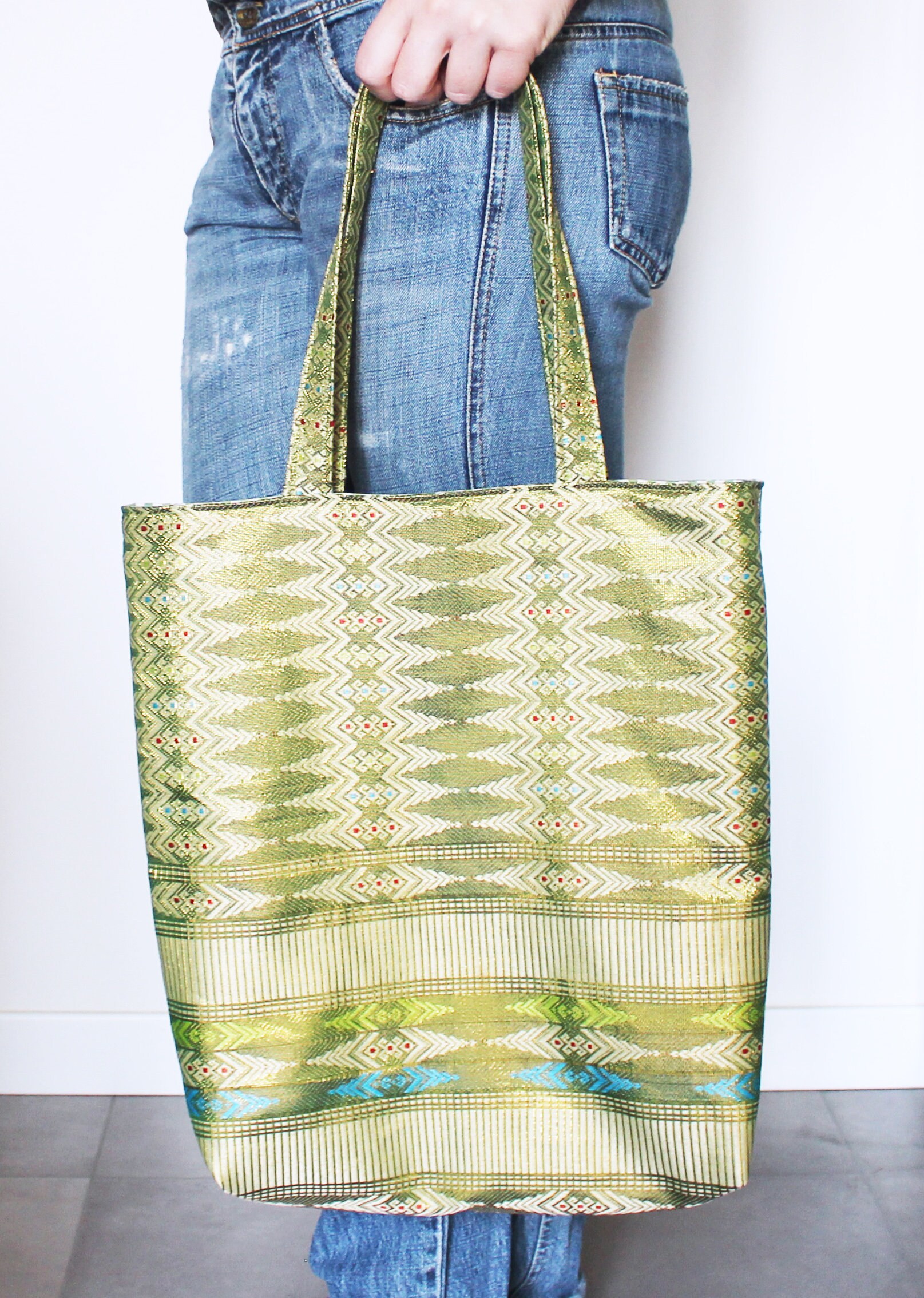 Green bag Tote bag Cloth bag Etsy