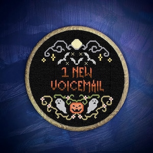 Spooky Millennial - 1 New Voicemail - Cross Stitch Pattern (Digital Format - PDF)