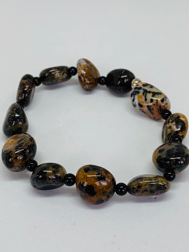 Dendritic Opal Beaded Bracelet Nuggets Elastic 18-20 cm Beauty Self-Worth
