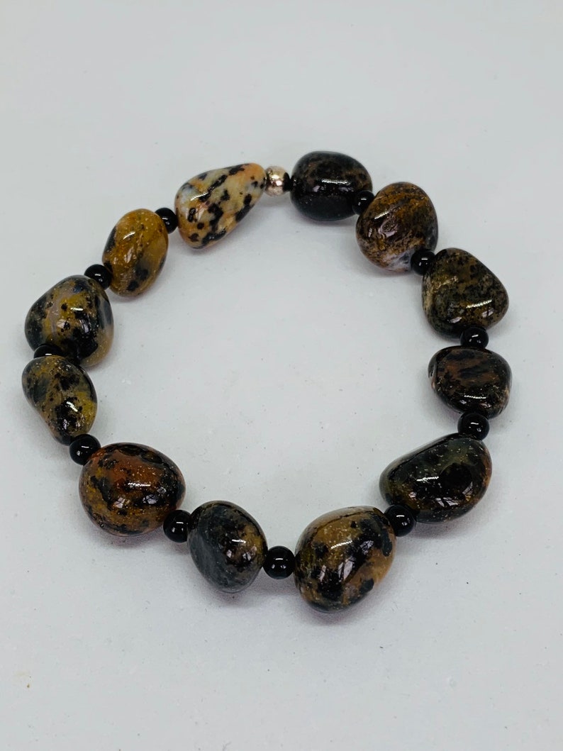 Dendritic Opal Beaded Bracelet Nuggets Elastic 18-20 cm Beauty Self-Worth