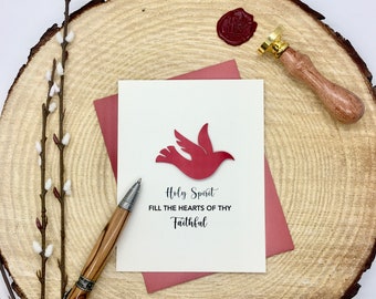 Sacrament of Confirmation Card|Come Holy Spirit Fill the Hearts of Thy Faithful|Prayer to the Holy Spirit|Catholic Greeting Card|Pentecost