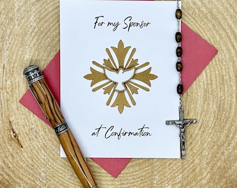 Catholic Confirmation Sponsor Card: Holy Spirit Gold Shimmer