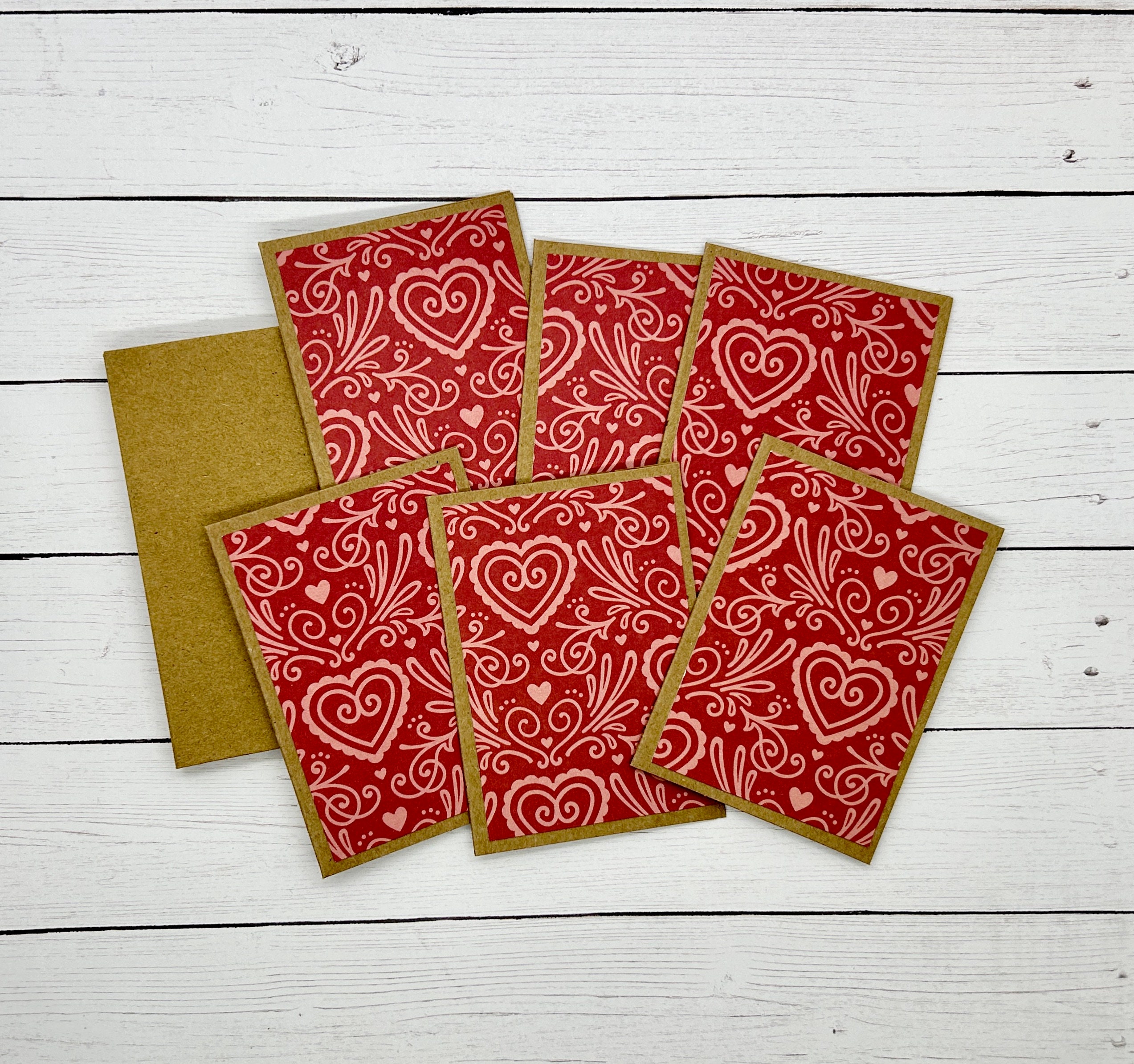 Plaid Heart Card Assortment, Set of 6 Heart Cards, Love Cards 
