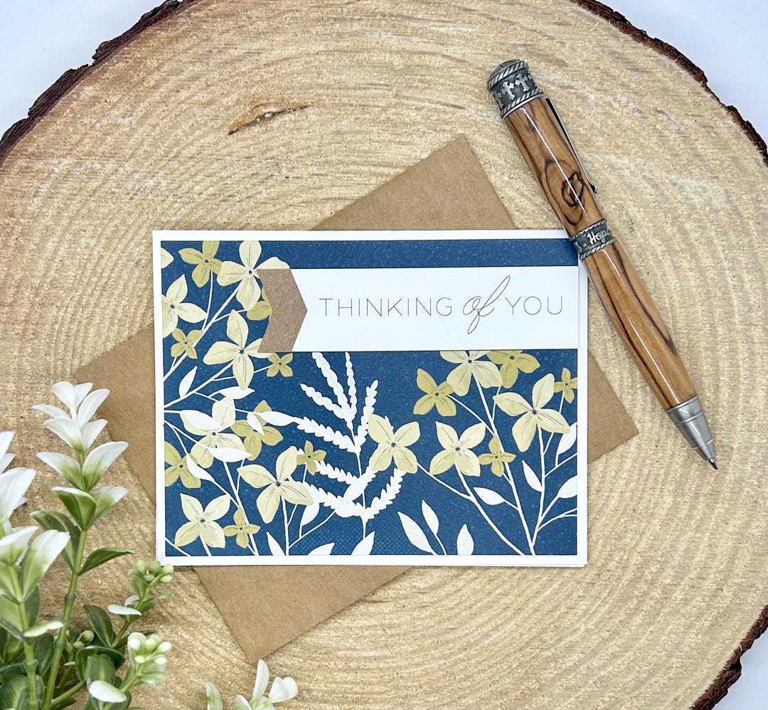 Blue Floral Thinking of You Card: Friendship, Miss You - Etsy