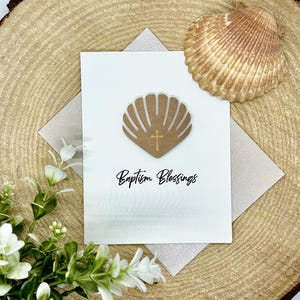 Catholic Baptism Greeting Card|Baptism Blessing|Infant or Adult Card for Baptism|Shell with Cross|Card for Christening|Christian Baptism