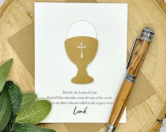 Catholic Eucharist Greeting Card: Gold Chalice, Eucharistic Prayer