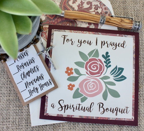 Spiritual Bouquet Greeting CardFall Floral PaisleyPrayer CardPraying for You CardCatholic Devotion CardRosary CardMass cardNovena