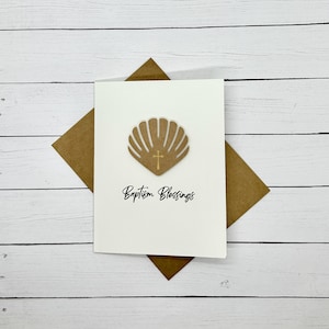 Baptism Blessing Card: Die-Cut Shell with Cross