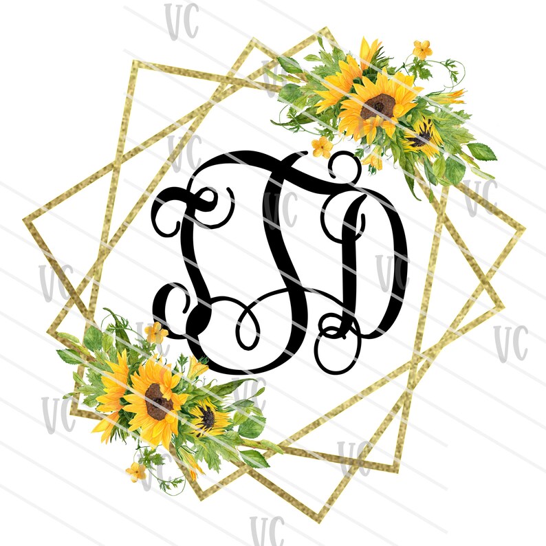 Download Sunflower Monogram Frame Only | Etsy
