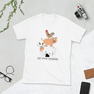 Stacked Farm Animals Funny Shirt | Carnivore Diet T-Shirt, Gifts for Meat Eaters | Humorous Cow, Pig, Chicken Tee