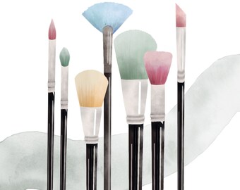 Watercolor makeup brushes Clip art ,makeup brushes  PNG , Digital Download , fashion girls, girly brushes, brushes-Commercial Use