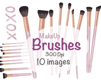 Watercolor makeup brushes Clip art ,makeup brushes  PNG , Digital Download , fashion girls, girly brushes, brushes-Commercial Use