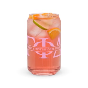 Gamma Phi Delta Sorority, Inc Pink Business and Professional Sorority Can-Shaped Glass