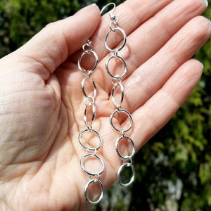Silver Hoop Dangle Earrings