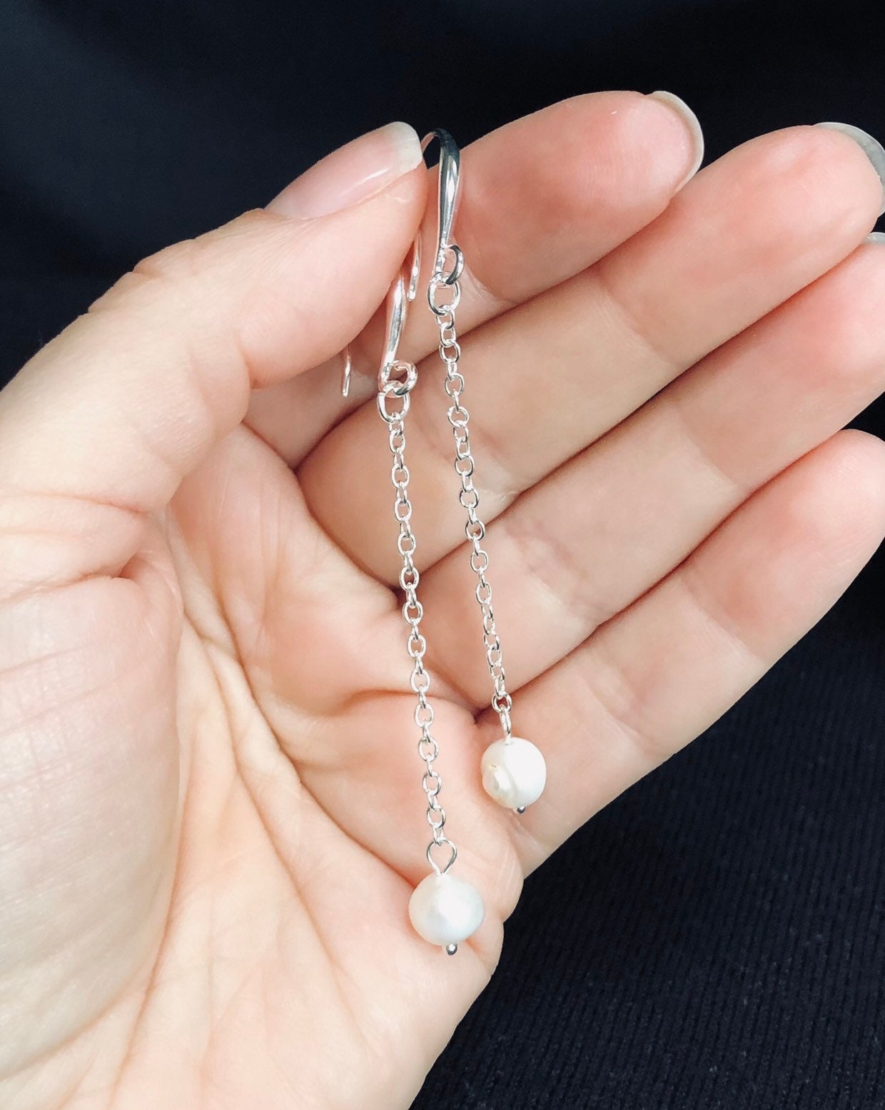 Pearl Dangle Earrings Etsy