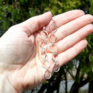 Silver Hoop Dangle Earrings