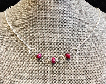 Genuine Ruby & Silver Necklace