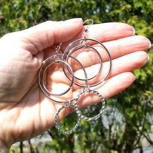 Silver Hoop Dangle Earrings