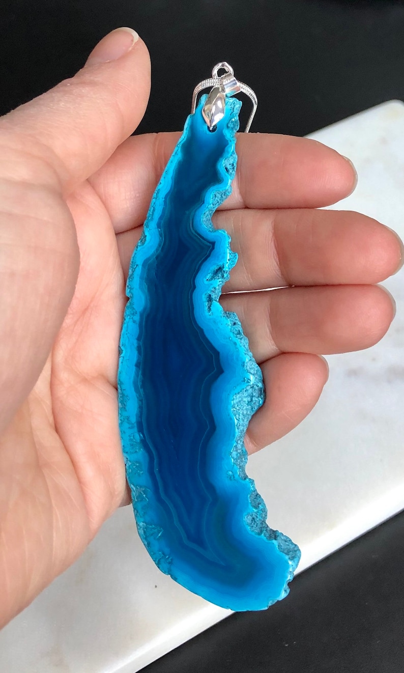 Blue Agate Slice Pendant