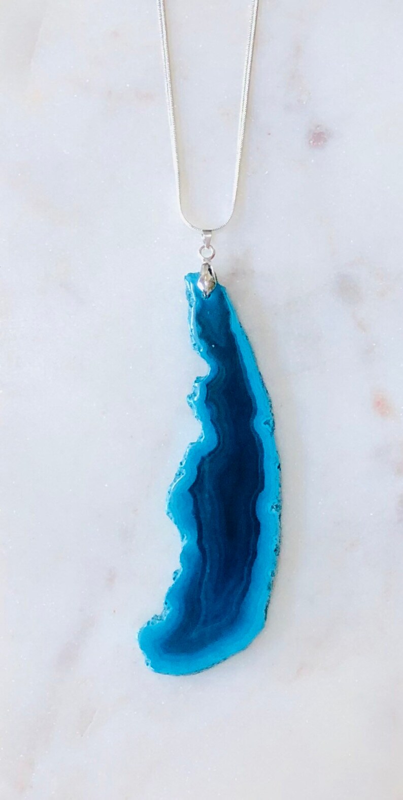 Blue Agate Slice Pendant