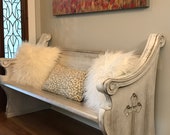 VINTAGE WHITEWASHED PEW