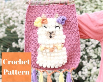 Crochet Wall Hanging Pattern, Llama Wall Decor, Crochet llama Pattern, Tapestry Crochet, Crochet Alpaca, Crochet Kids Pattern, Easy Crochet