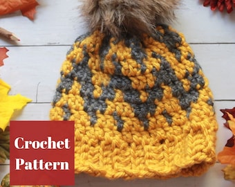 Chevron Crochet Hat Pattern, Easy Crochet Pattern, Crochet Hat - Main Image