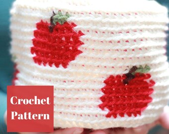 Crochet Basket Pattern, Crochet Baskets, Crochet Home Decor, Tapestry Crochet, Apple Pattern, Apple Decor, Crocheted Basket, Crochet Storage