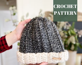 Crochet Ribbed Beanie, Crochet Ribbed Hat, Crochet Beanie Pattern, Easy Crochet Hat, Modern Crochet Hat, Unisex Crochet Hat