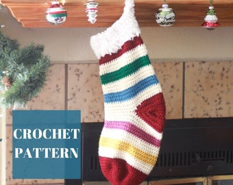 Crochet Stocking Pattern, Crochet Stocking Christmas, Crochet Christmas Stocking Pattern, Crochet Christmas, Easy Crochet Pattern