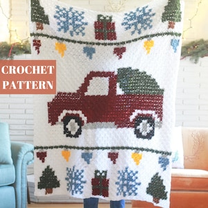 C2C Crochet Blanket, Corner to Corner Crochet, C2C Crochet Blanket, C2C Crochet Pattern, Crochet Pickup Truck Pattern, Crochet Winter