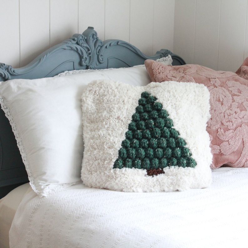 Crochet Pillow Cover Crochet Christmas Pine Tree Decor | Etsy