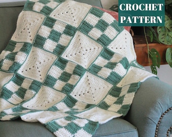 Crochet Nine Patch Blanket Pattern, Intarsia Crochet Blanket, Crochet Blanket Pattern, Crochet Baby Blanket, Crochet Quilt Pattern