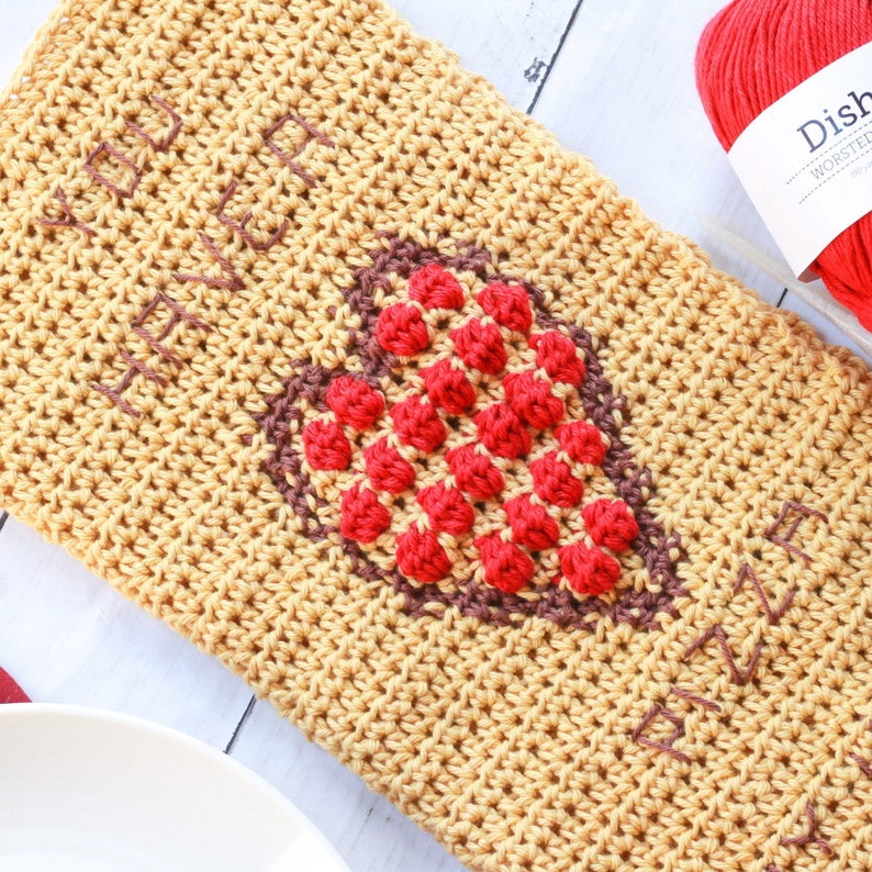 Pizza My Heart Towel, Crochet Towel Pattern, Crochet Pizza Pattern, Crochet Pizza Towel, Intarsia Crochet, Easy Crochet Pattern image 4