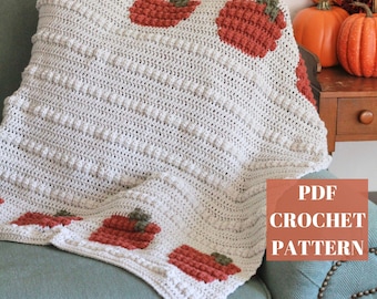 Crochet Pumpkin Blanket Pattern | Bobble Pumpkin Crochet Blanket | Crochet Blanket Pattern | Fall Crochet Pattern | Baby Blanket Pattern